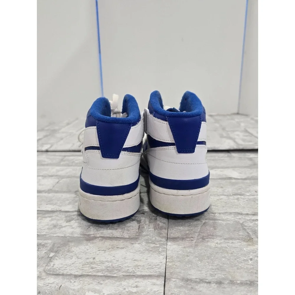 Adidas Forum Mid Shoes Women Size‎ 8.5 White Blue Basketball Sneakers No Straps